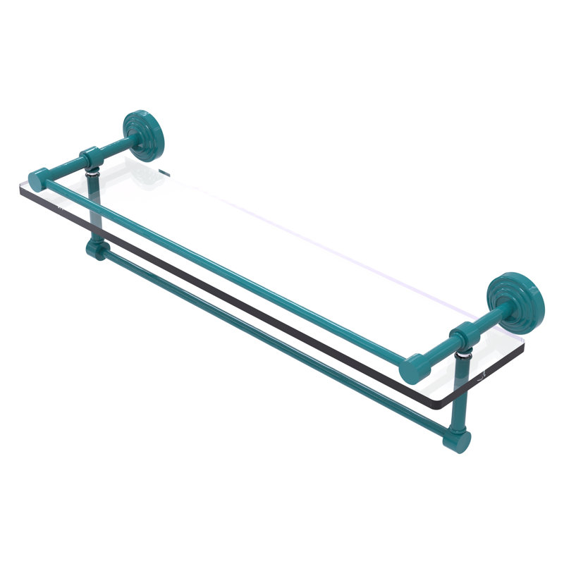 Waverly Place Floating Shelf with Towel Bar, 5" H x 22" W x 5" D, Glokzin Teal