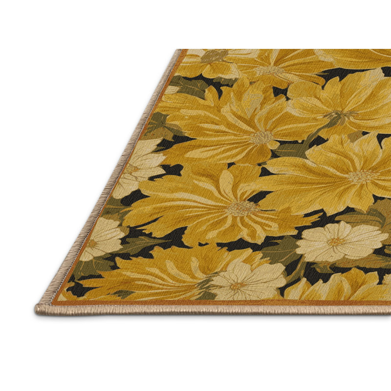 Tapis botanique brun lavable à la machine