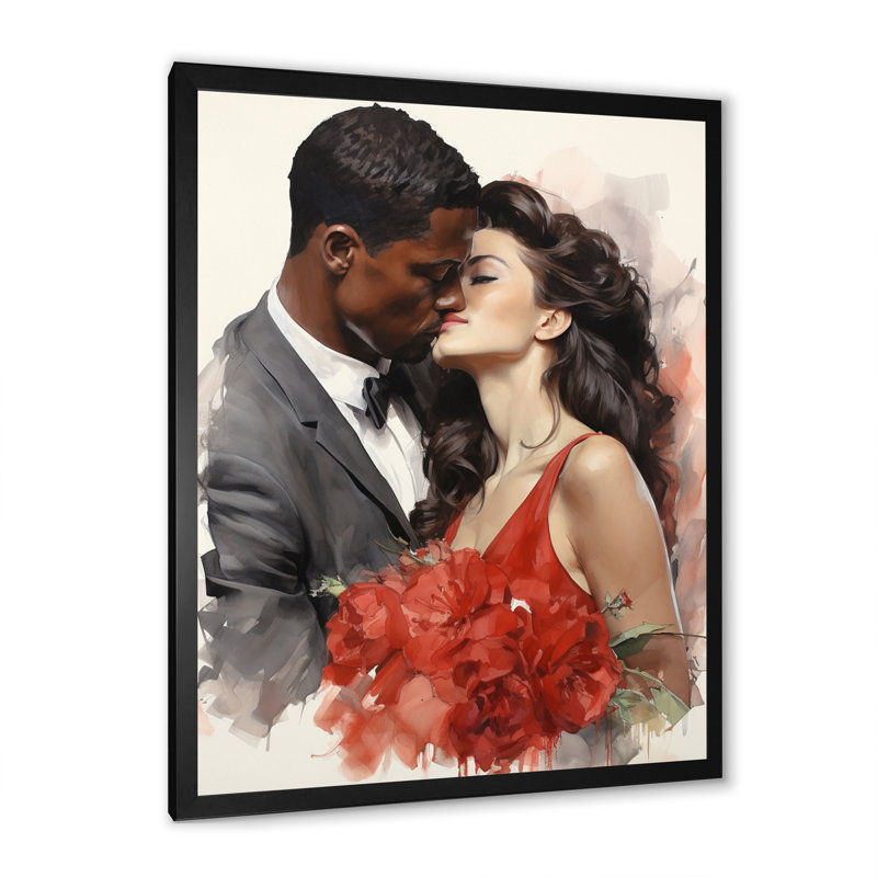 Couple de mariage Beauté intemporelle I, H 32 po x l 16 po x P 1 po, Cadre simple noir
