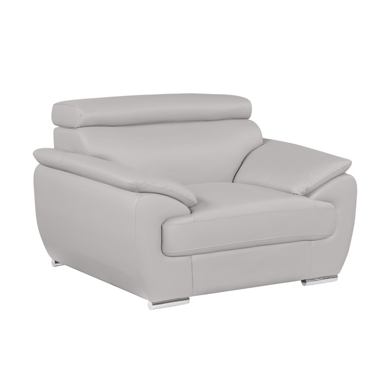 Fauteuil club en cuir véritable Jadeen, Gris clair