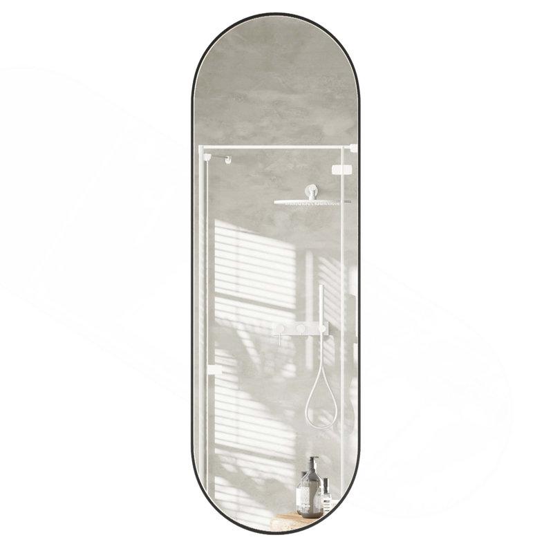 Oval Rust-Proof Aluminum Alloy Frame Full-Length HD Reflection Mirror With MDF Backboard For Bedroom Bathroom Entryway, Black