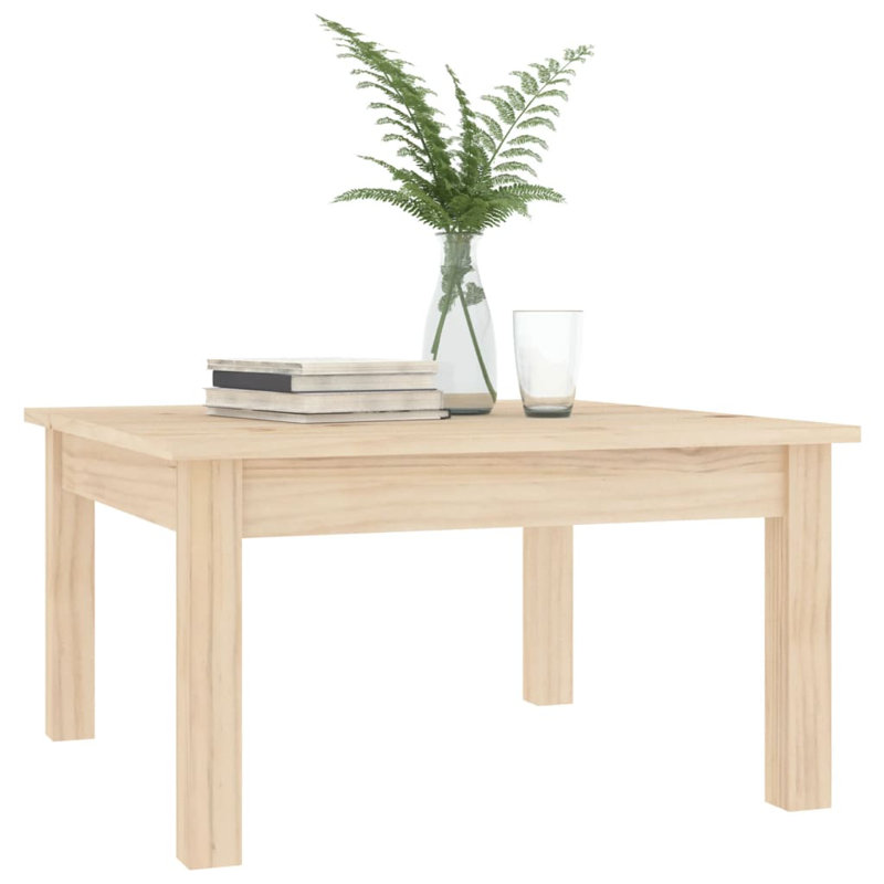 Coffee Table Natural Pine Solid Pine Wood Small Simple, 11.8" H x 21.7" L x 21.7" W