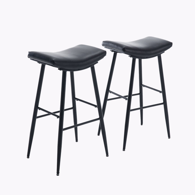 Ensemble de 2 tabourets de bar Angela, Noir, noir, noir, noir, 2, Tabouret de comptoir (siège d'une hauteur de 27,9