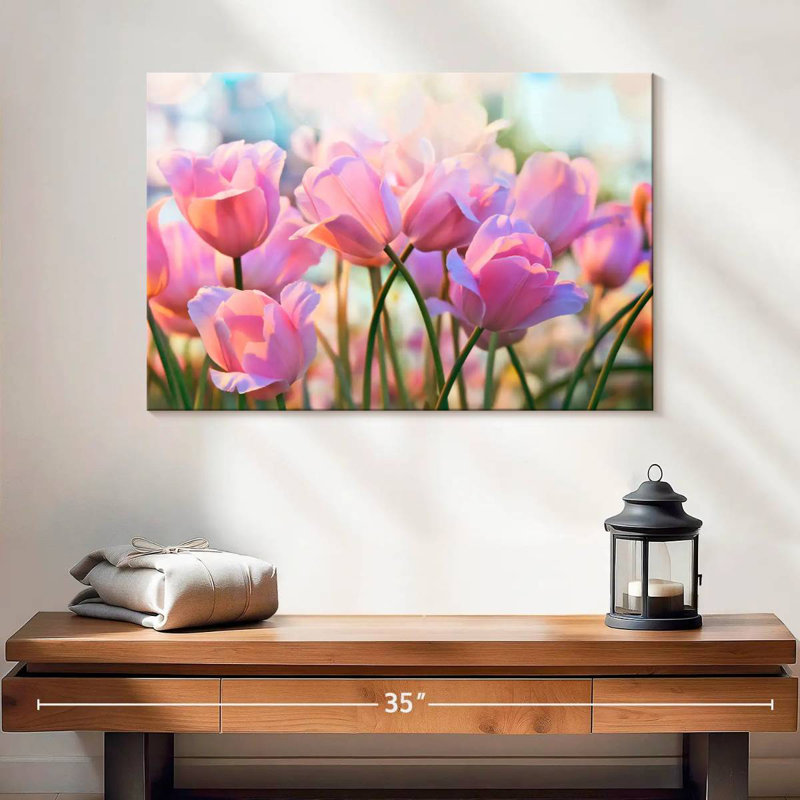Harnek, belles tulipes roses, H 16 po x l 24 po