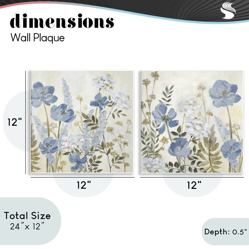 Ensemble de 2 plaques murales bleues Peaceful Garden, design par Lanie Loreth