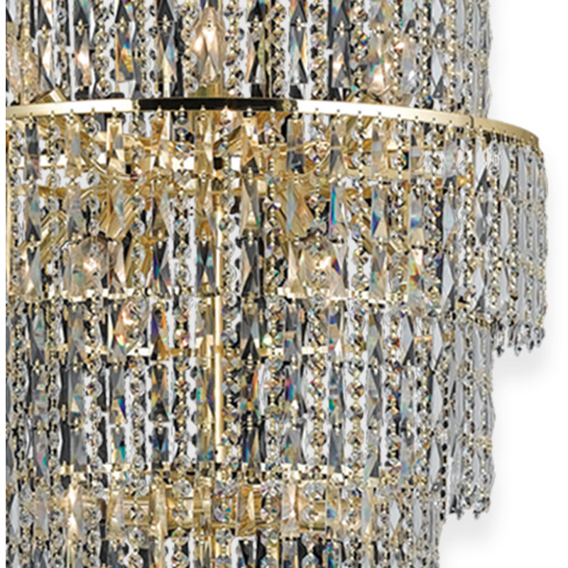 24 - Light Crystal Chandelier, Gold, 175cm H x 60cm W x 60cm D