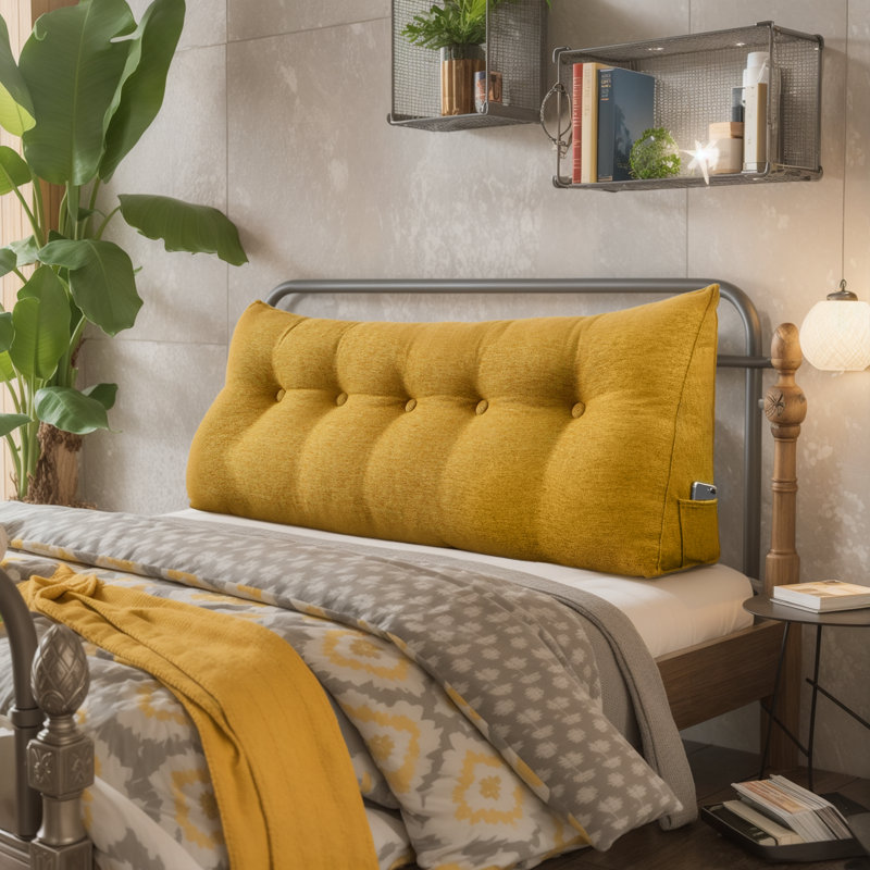 Wedge Reading Pillow, Yellow, 50cm H x 160cm W