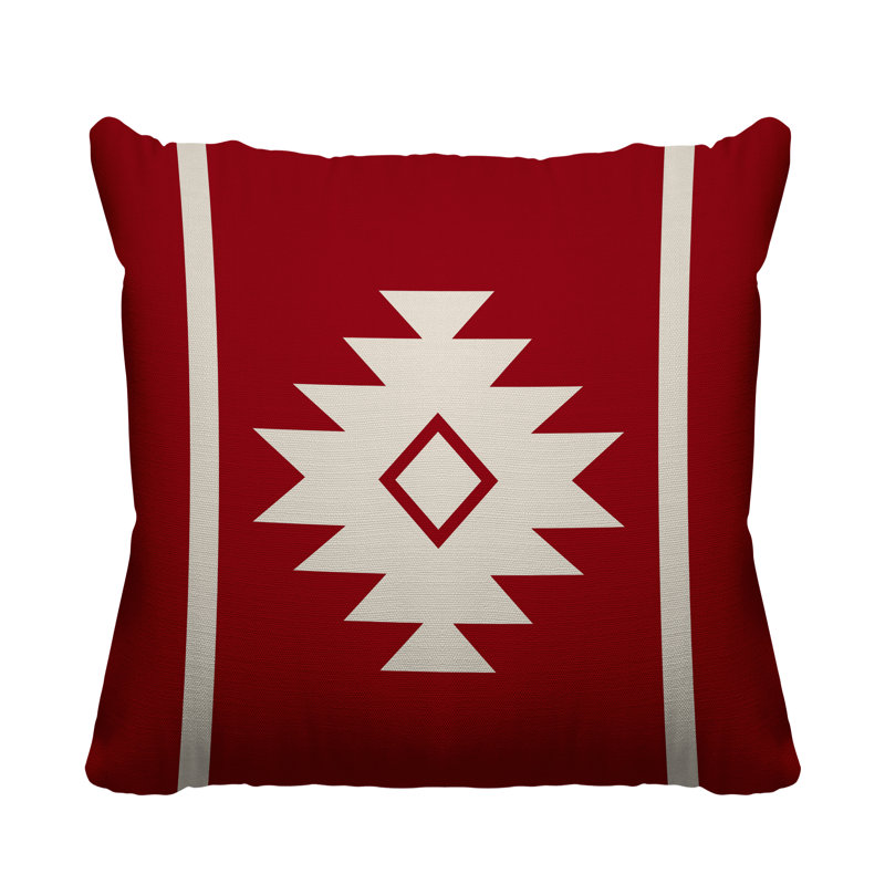 Coussin décoratif intérieur / extérieur Wapi Southwestern, L 17 po x H 17 po, Rouge