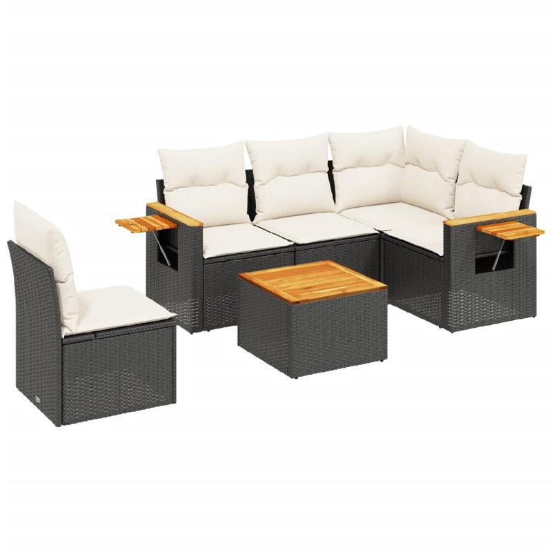 Ensemble de canapé de jardin Vidaxl noir et blanc crème