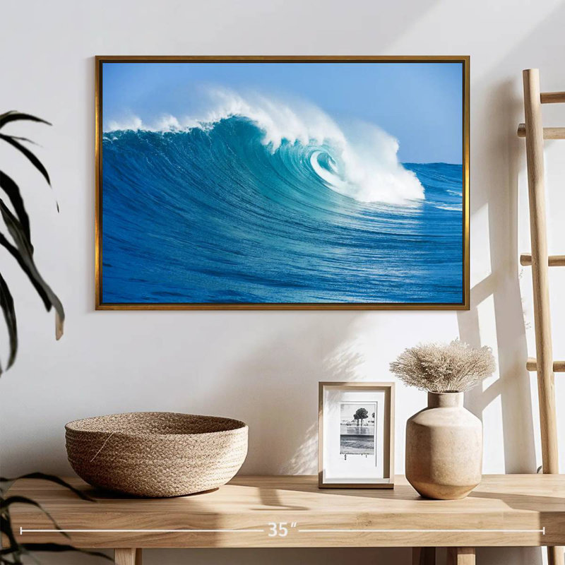 Ocean Wave Break, 13 po x 9 po, Cadre flottant doré