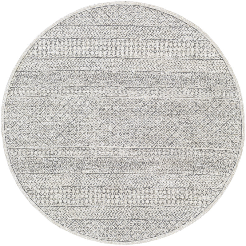 Abdera Hand-Tufted Wool Beige/Ivory/Charcoal Rug, Round 8'