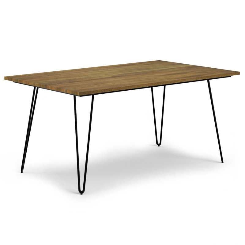 Table de salle à manger en bois de manguier massif Hunter, style industriel, H 29,5 po x L 66 po x l 40 po, Marron clair