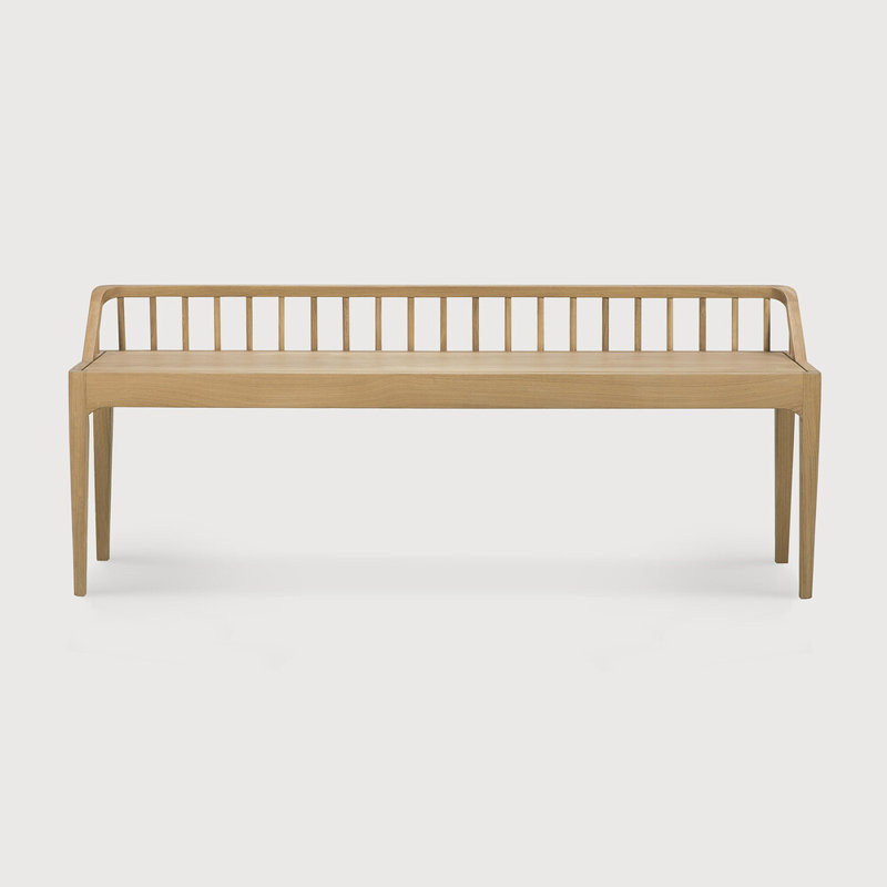 Spindle Solid Wood Bench, Natural Oak