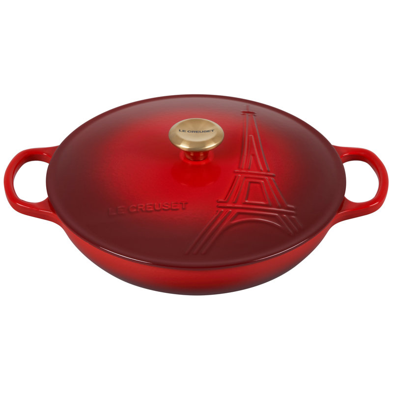 Indigo Enameled Cast Iron 3.5 Quart Braiser with Embossed Lid