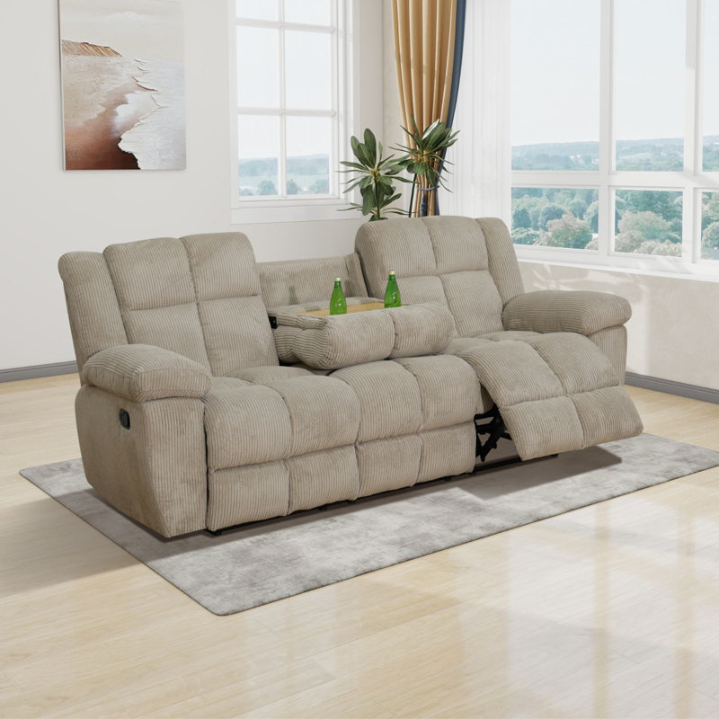 Canapé inclinable en velours côtelé Darkhan, Beige