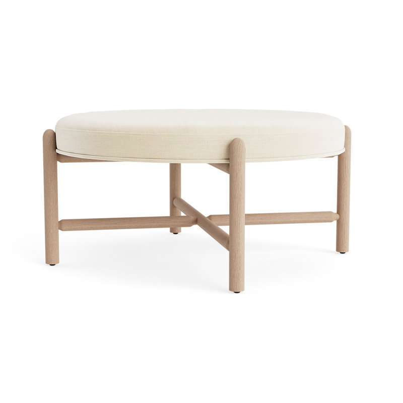 Vane 36" Round Ottoman, Cream, Oak