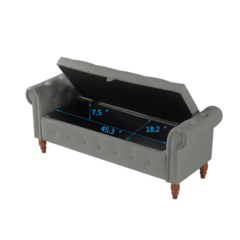 Banc avec repose-pieds en velours, tabouret rectangulaire multifonctionnel avec plateau relevable pour le salon, la chambre à coucher et le pied de lit