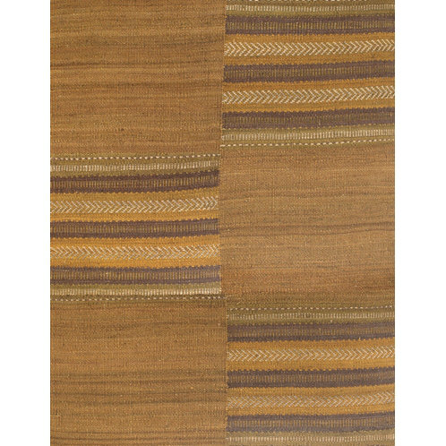 Goodrum Authentic Hand-Woven Handmade Brown Southwestern Stripe Jute Area Rug, Rectangle 2' x 3'