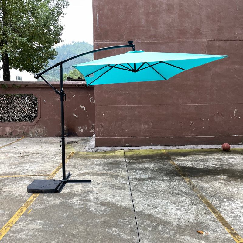 Parasol de terrasse rectangulaire 2X3m à énergie solaire à DEL avec parasol imperméable à 6 côtes avec manivelle et base en croix pour terrasse de jardin