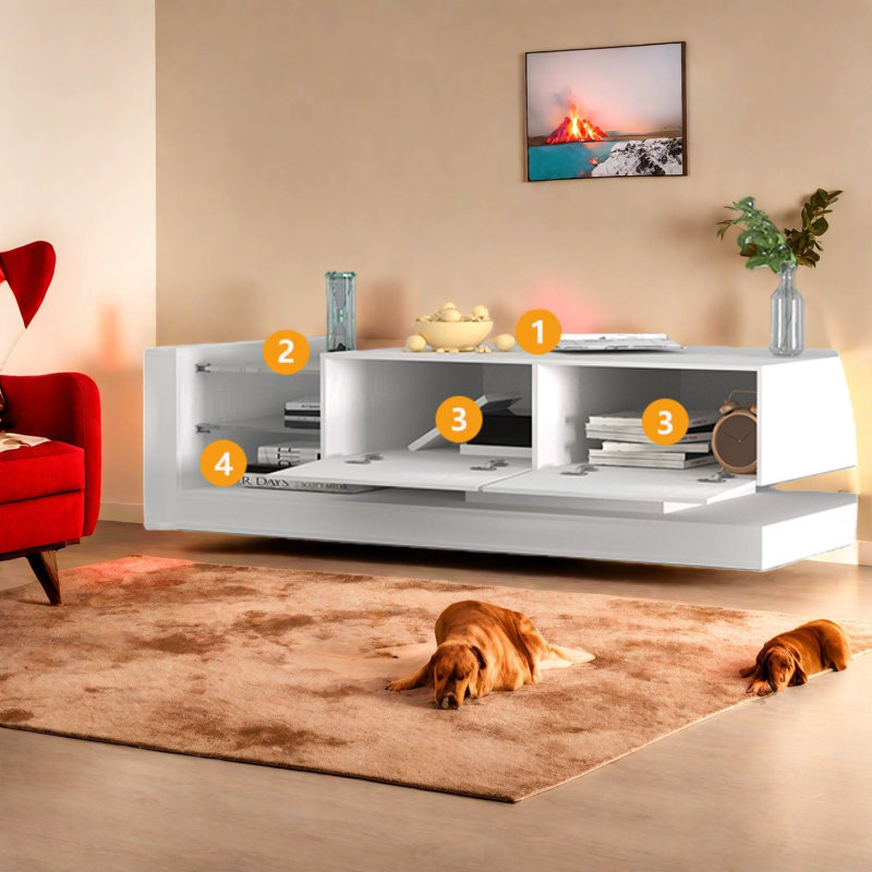 Meuble télé et meuble télé à DEL, rangement moderne en bois