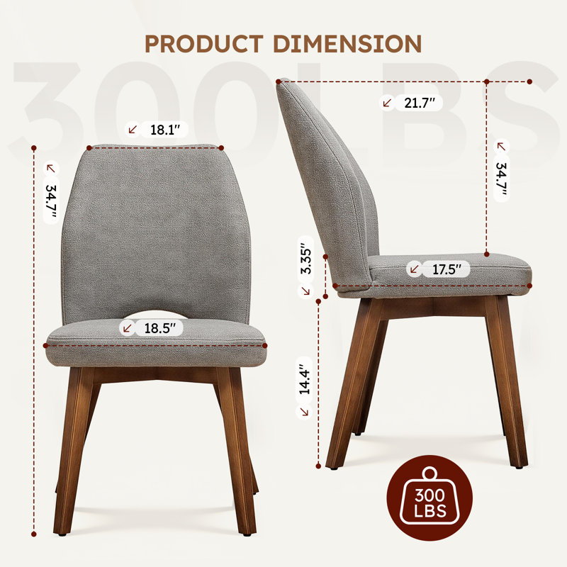 Dining Chairs Set Of 2, Modern Upholstered Kitchen Chairs With Unique Cutout High Back & Wood Legs, Comfortable Fabric Side Chair For Dining Room, Living Room Gray