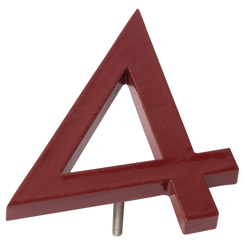 l 4 pi 5 po x Numéro de maison à fixation flottante, 4, Rouge brique