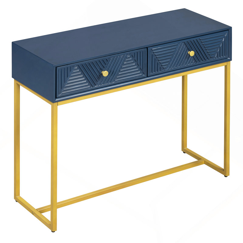 Console Table Two Drawers, Navy