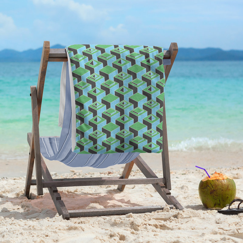 Serviette de plage classique gratte-ciels, Vert / Sarcelle