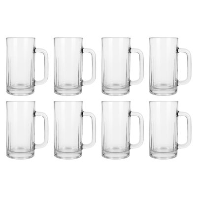 Argon Tableware 540ml Beverage Mugs - Glass Pint Steins with Handle