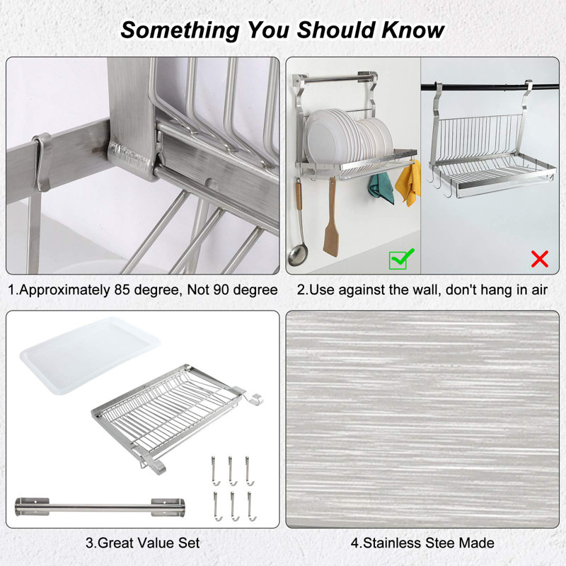 Stainless Steel Foldable Over-the-Sink Dish Rack with Drainboard