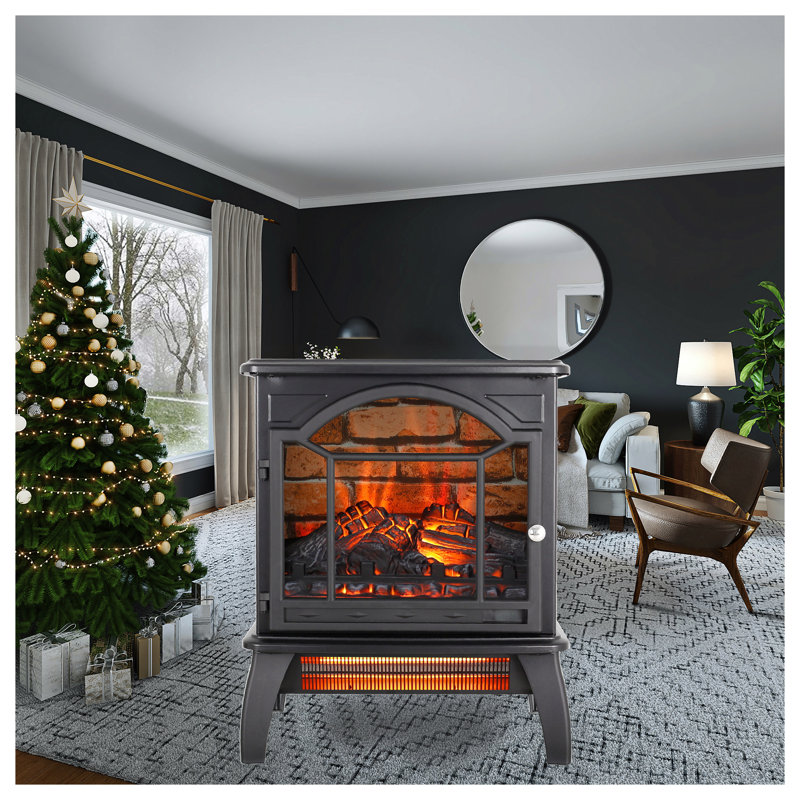 3D Flame Electric Infrared Quartz Fireplace Stove with Remote, Safety, and Realistic Effects
