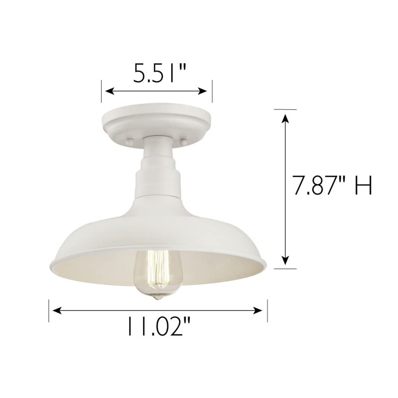 Indoor Semi Flush Ceiling Mount Light with Metal Shade, White