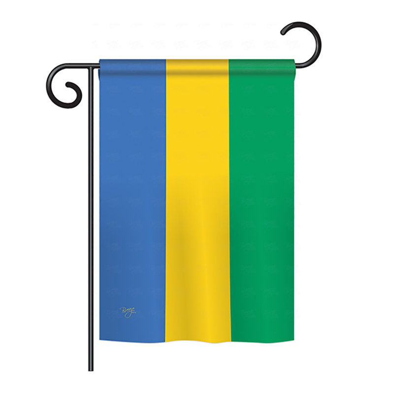 Drapeau de maison en polyester 2 côtés gabon, H 40 po x l 28 po