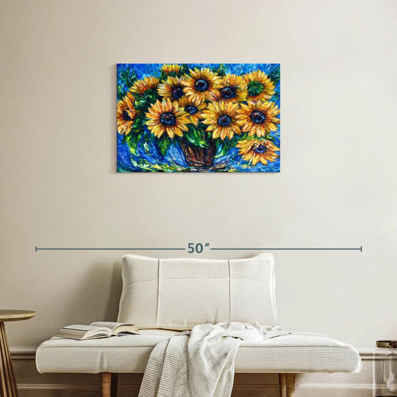 Harnek tournesol amour avec couteau à palette, H 20 po x l 30 po