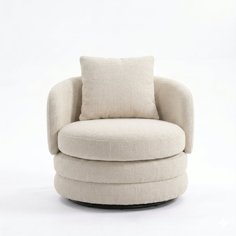 Canapé confortable pivotant à 360 degrés en forme de tonneau, Beige