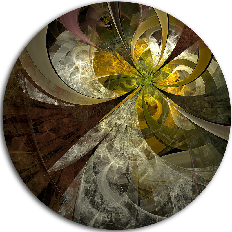 « symmetrical gold white fractal fleur », impression sur métal, H 23 po x l 23 po x P 1 po