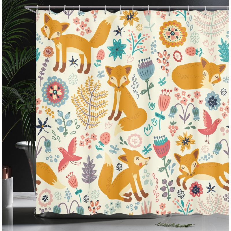 Ensemble de rideau de douche avec crochets et crochets fox, H 70 po x l 69 po