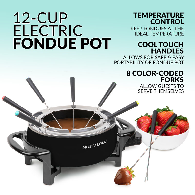 Fondue électrique 12 tasses Nostalgia, Noir