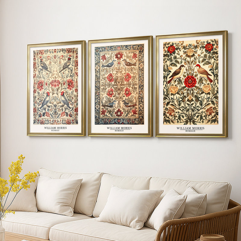 Collection sur toile encadrée personnalisée - 3 pièces, H 27 po x l 39 po, Doré