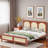Wood Platform Bed With Rattan Headboard-665575502-665575499