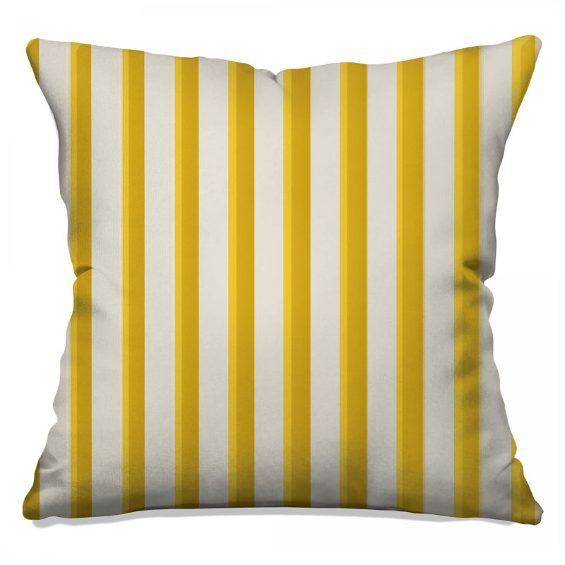 Coussins décoratifs à rayures jaunes et blanches, 14 X 14 pouces