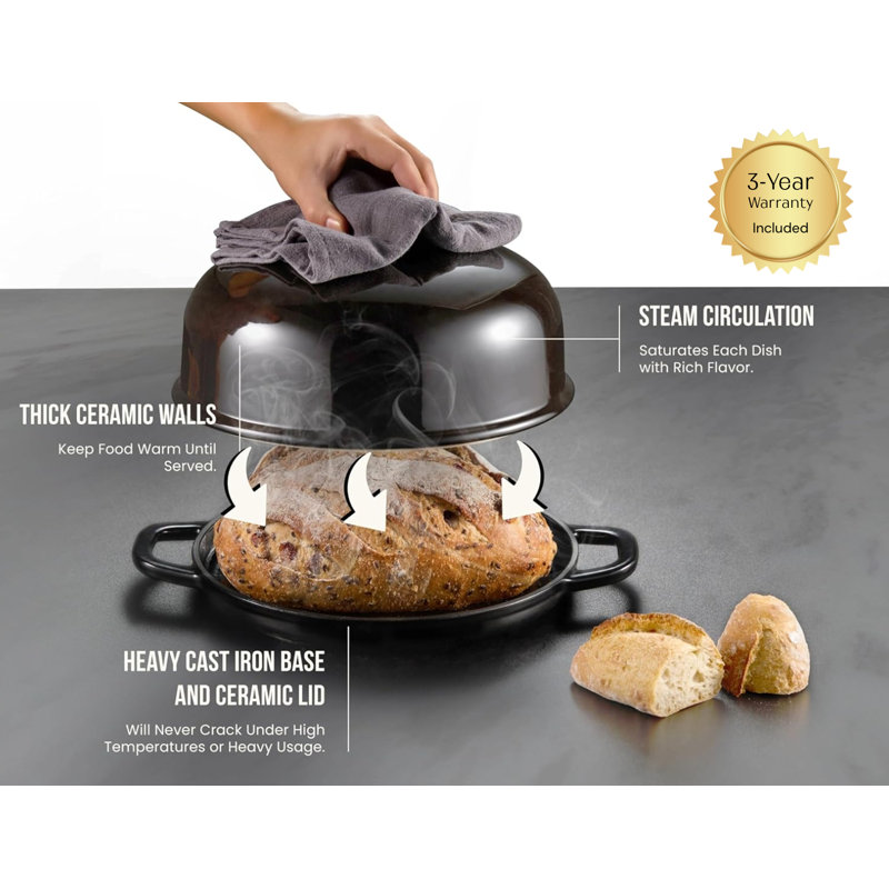 Kook Enameled Cast Iron Bread Oven, Noir