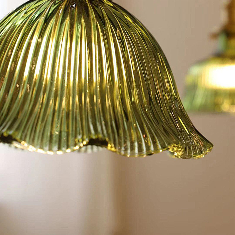 Luminaire suspendu à abat-jour en verre Flower, Vert