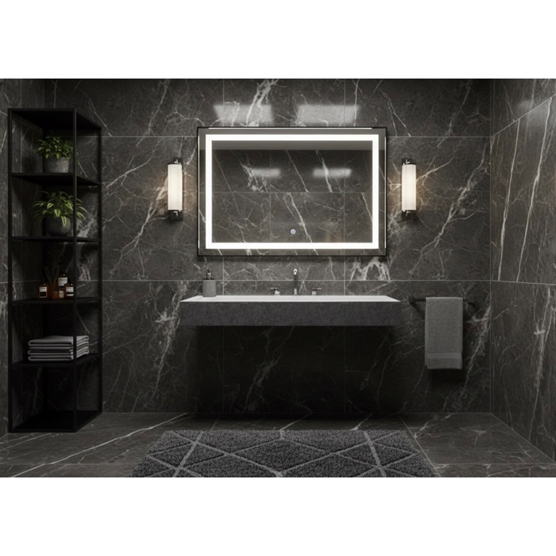 Vast Studio 39.4” L x  18.9” W  Wall-Mounted Rectangular Bathroom Sink – Gray/White Elevated Concrete, Gray/White
