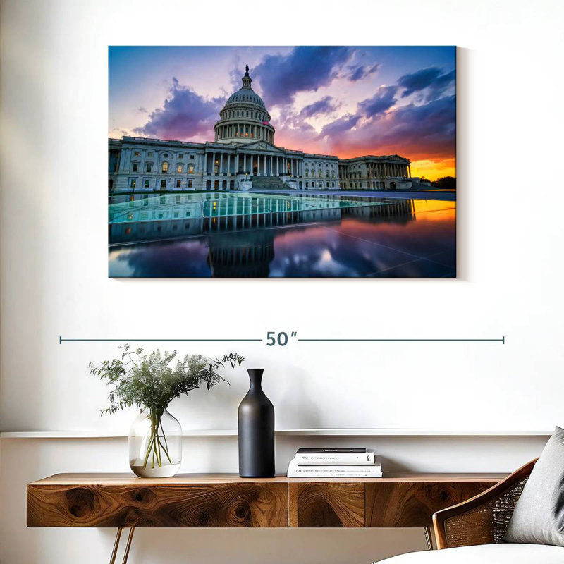 Lilie US Capitol Sunset Reflection, 26" H x 39" W