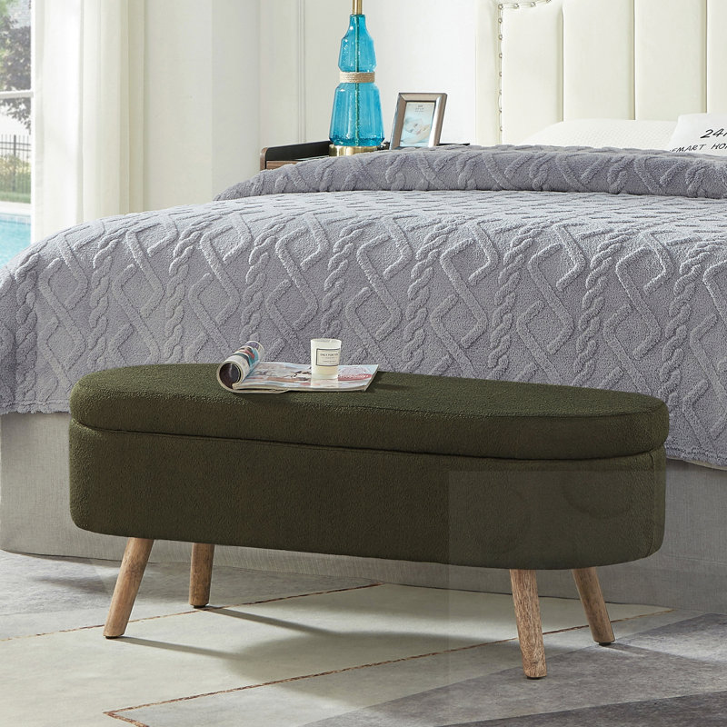 Banc de rangement rembourré avec couvercle relevable, Vert foncé