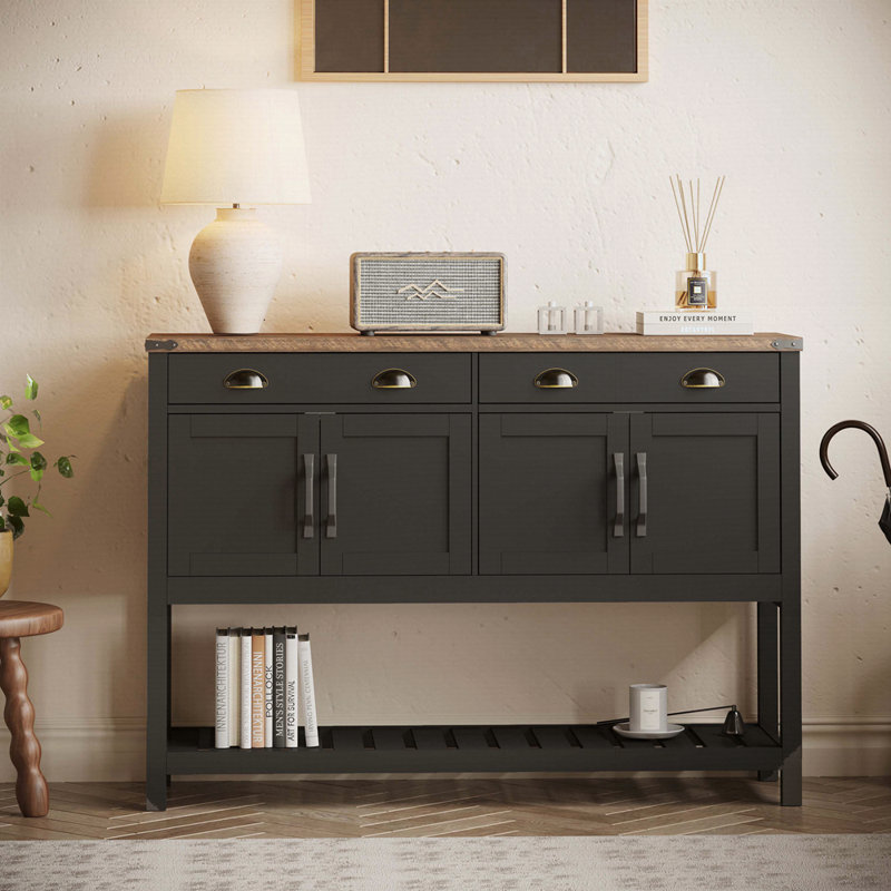 Console de rangement 47 po Modern Farmhouse, Noir