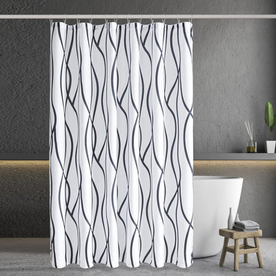 Hesler Abstract Shower Curtain with Hooks Included