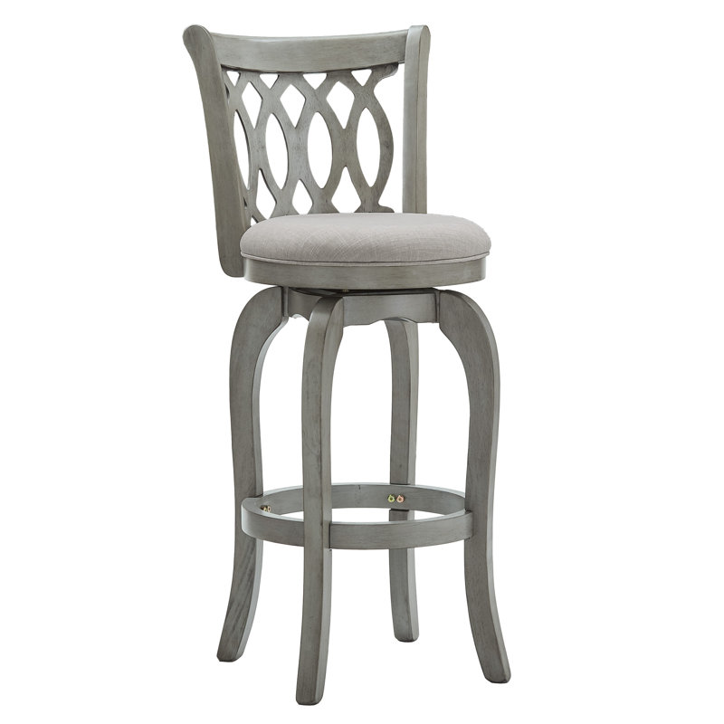Chaise pivotante à hauteur de comptoir Alyn, Tabouret de bar (siège d'une hauteur de 29 po), Lin gris, Gris antique