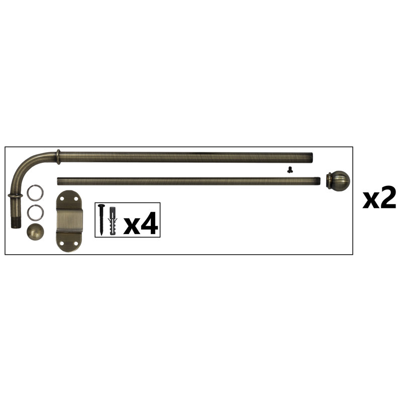 Tringle à rideaux simple Pennie, H 0,5 po x l 24 po x p 0,5 po, Laiton antique